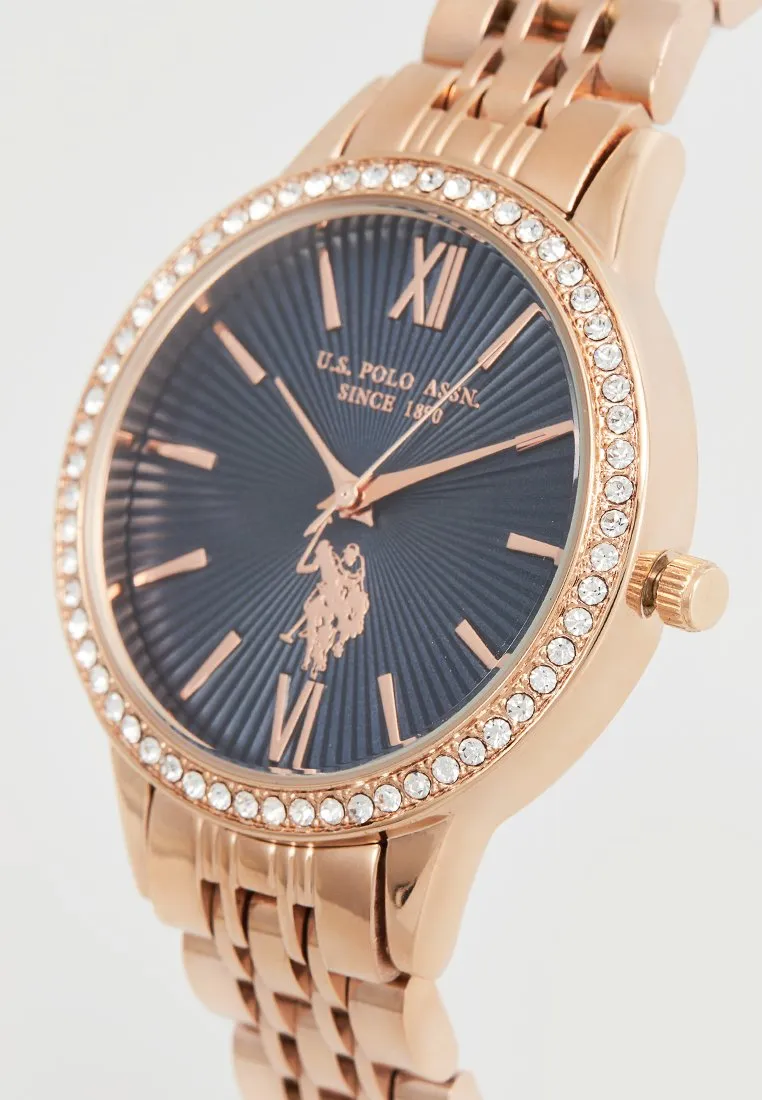 US POLO WOMEN'S STAINLESS STEEL BAND WITH ROSE GOLD PLATING BUCKLE