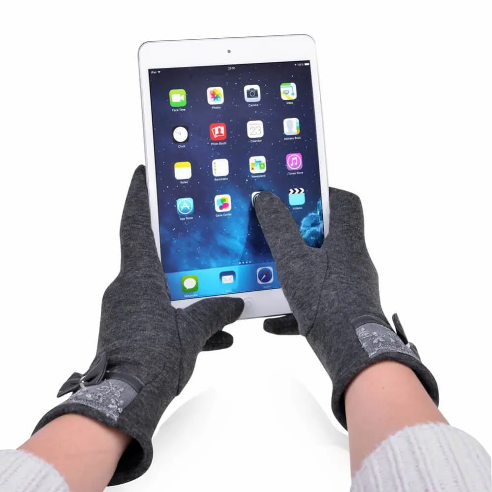 Vbiger Women's Fashionable Flocking Touchscreen Warmer Lace Gloves
