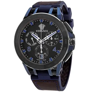 Versace Sport Tech Chronograph Tachymeter Black Dial Men's Watch VERB00218