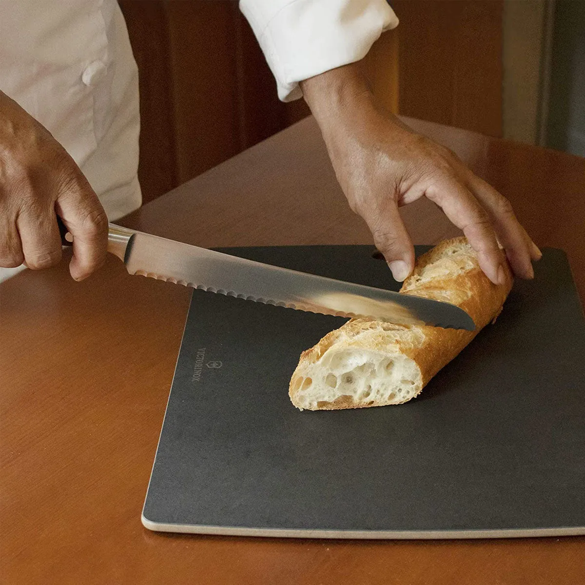 Victorinox Grand Maitre Forged Bread Knife, 9" Curved, Serrated Blade, Black