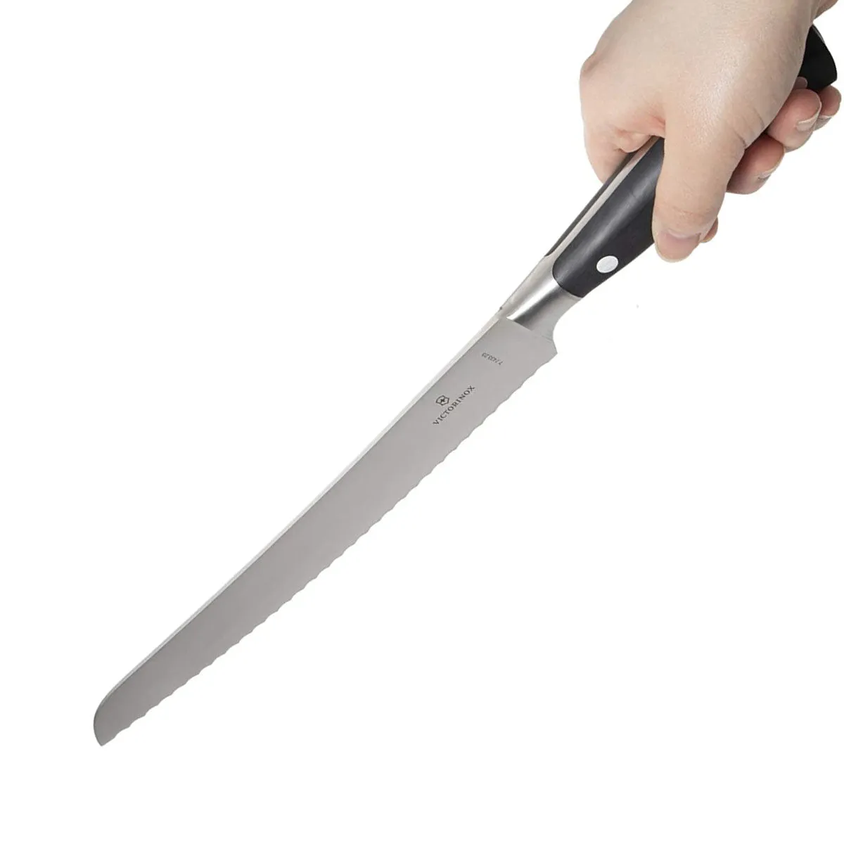 Victorinox Grand Maitre Forged Bread Knife, 9" Curved, Serrated Blade, Black