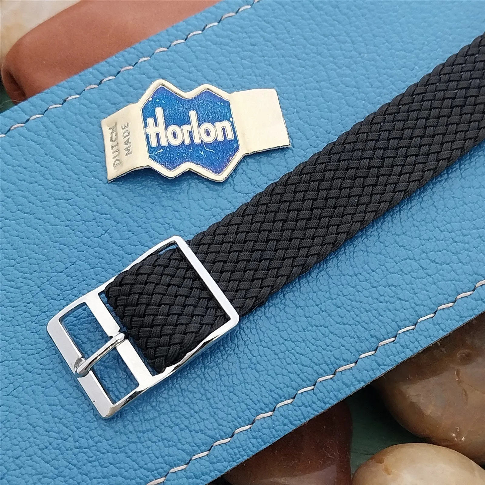 Vintage 16mm Black Braided Perlon Mesh Classic Single Pass Unused nos Watch Band