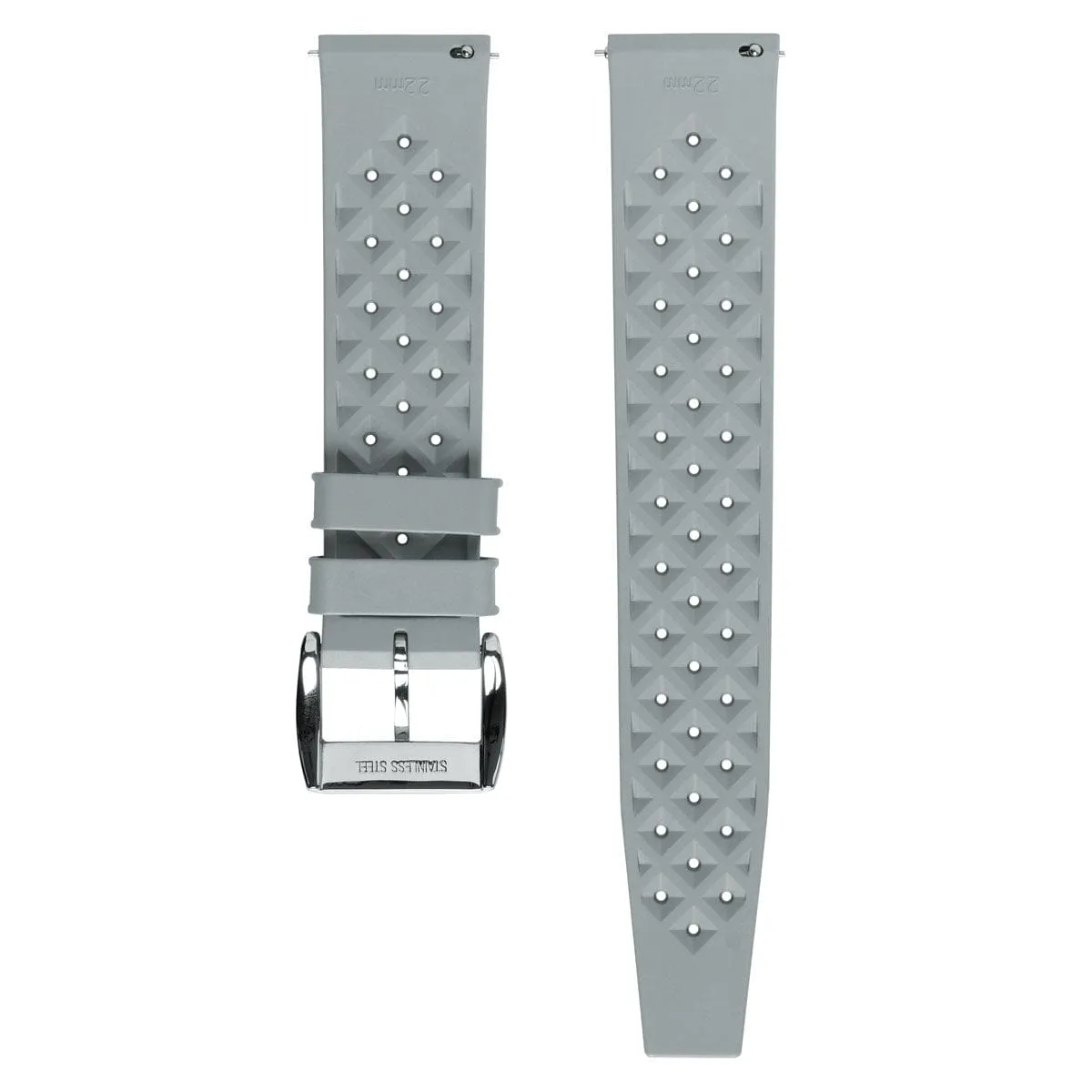 Vintage Style Perforated Rubber Watch Strap - Grey