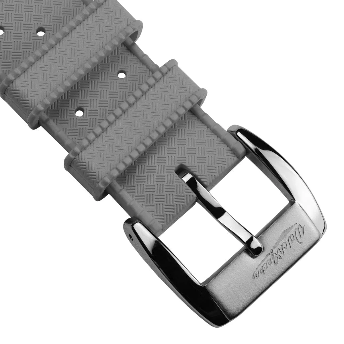 Vintage Style Perforated Rubber Watch Strap - Grey