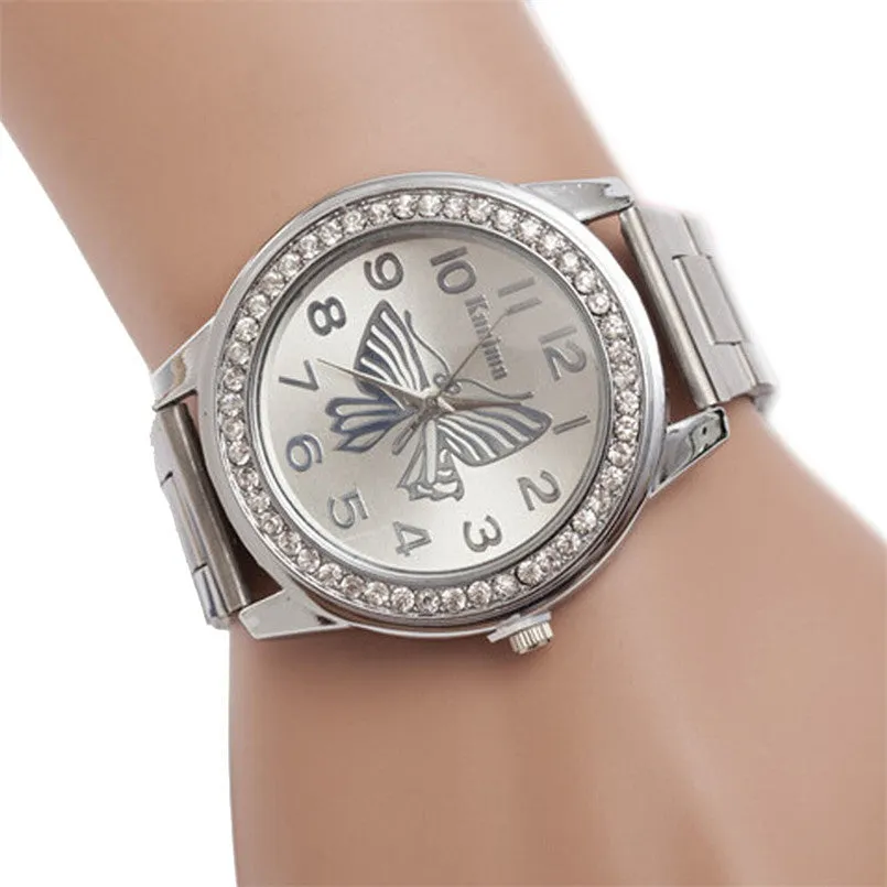 Women Watches Top Famous Brand Luxury Butterfly Rhinestone Stainless Steel Bracelet Watches Female Ladies Quartz Wrist Watch