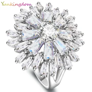 Yunkingdom Engagement Ring for Women Wedding Band Zircon  Gold Color  zircon crystal Rings for Women Gold Color ALP0108