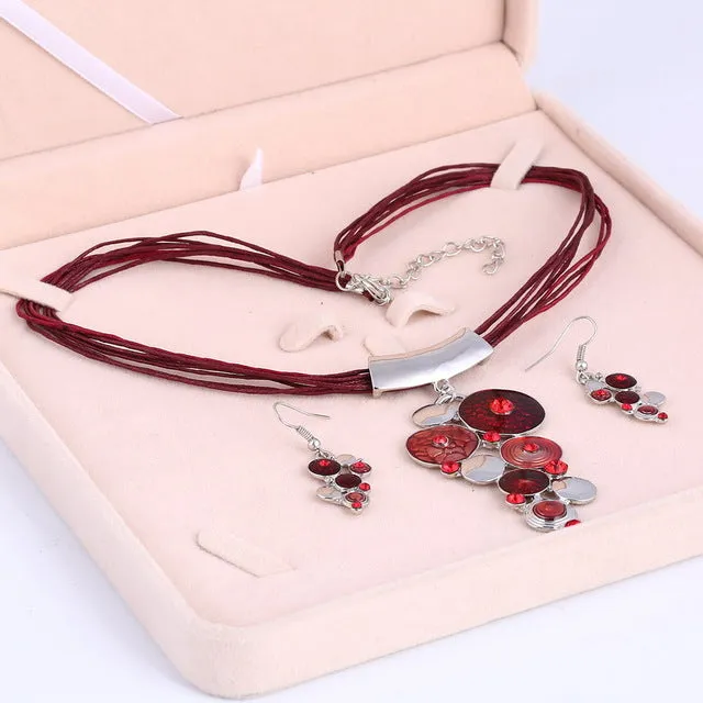 ZOSHI Fashion Crystal Jewelry Sets Rope Chain Pendatn Necklace Drop Earrings Wedding Bridal Jewelry Sets For Women Boho Gifts