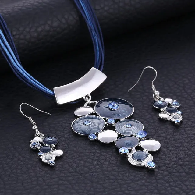 ZOSHI Fashion Crystal Jewelry Sets Rope Chain Pendatn Necklace Drop Earrings Wedding Bridal Jewelry Sets For Women Boho Gifts