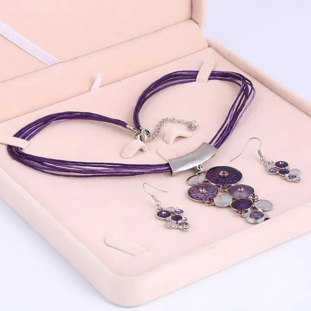 ZOSHI Fashion Crystal Jewelry Sets Rope Chain Pendatn Necklace Drop Earrings Wedding Bridal Jewelry Sets For Women Boho Gifts